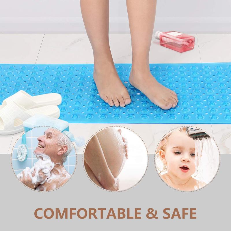 Bath Mat Non Slip Extra Long Bathtub Mat for Kids 40 X 16 Inch - Eco Friendly Bath Tub Mat with 200 Big Suction Cups,Machine Washable Shower Mat