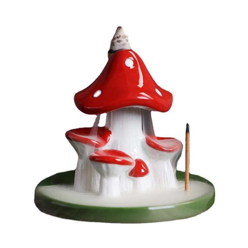 Mushroom Shaped Incense Burner for Mean Girls Decorations, Ceramic Waterfall Backflow Incense Holder, Desktop Ornament For Home Decor (Incense Not Included)