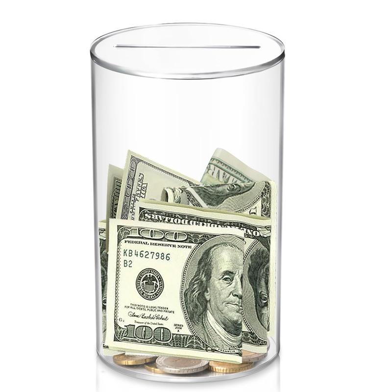 Acrylic Clear Piggy Bank, Money Saving Box for Cash Saving, Adults Piggy Bank for Real Money, Coin Bank Change Jar