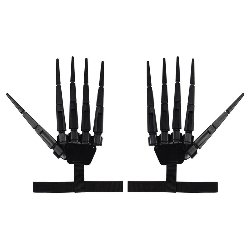 Halloween Articulated Fingers Extensions,1 Pair 3D Printed Flexible Articulated Finger Extensions Skeleton Bone Claw Hand Fits All Finger Sizes,Halloween Cosplay Party Decoration (Black,Left & Right)