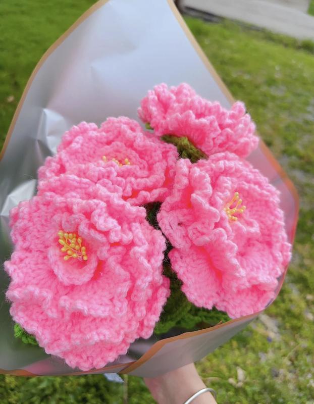 Crochet Peonies flowers decoration Colorful