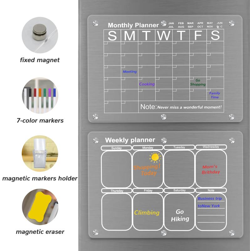 Clear Acrylic Magnetic Fridge Calendar 2PC Planning Boards 16