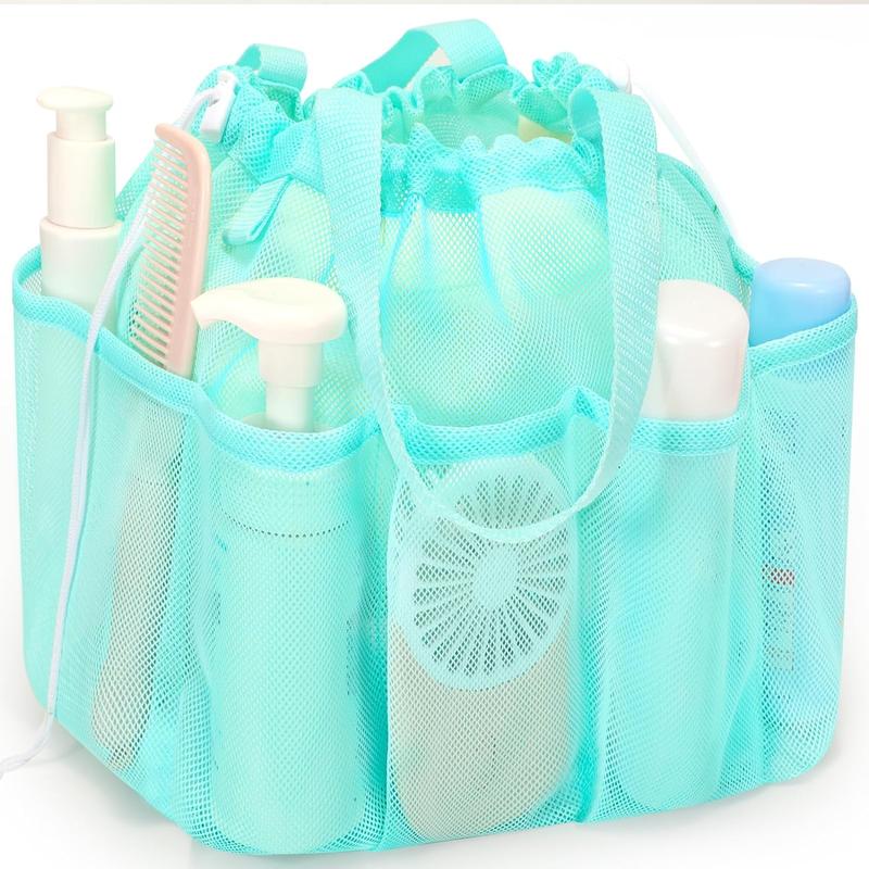 Mesh Shower Caddy Portable with Drawstring, Dorm Room Essentials for College Students Girls, Large Shower Bag for Camping,Swimming,Gym,Travel,Bathroom - Pink Organiser