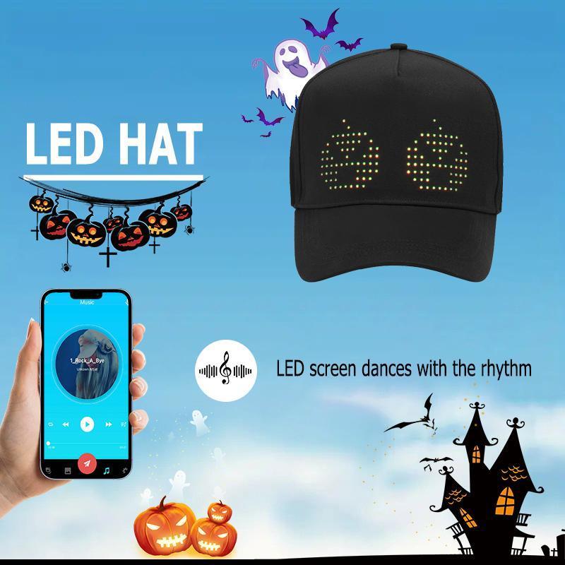 NEW 16x32 Full-Color Led Scrolling Hat With Bluetooth App For Custom Gifs Pics Text, Removable Led Display for Christmas, Party Clubs Outdoor Bar