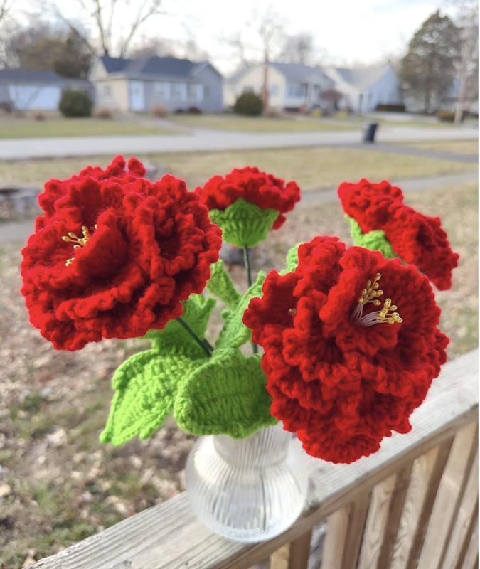 Crochet Peonies flowers decoration Colorful