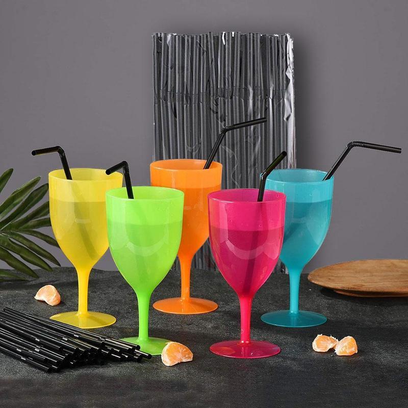 Disposable Plastic Drinking Straws (100pcs), Long Flexible Drinking Straws, Drinking Straws for Home Kitchen Party Outdoor Camping