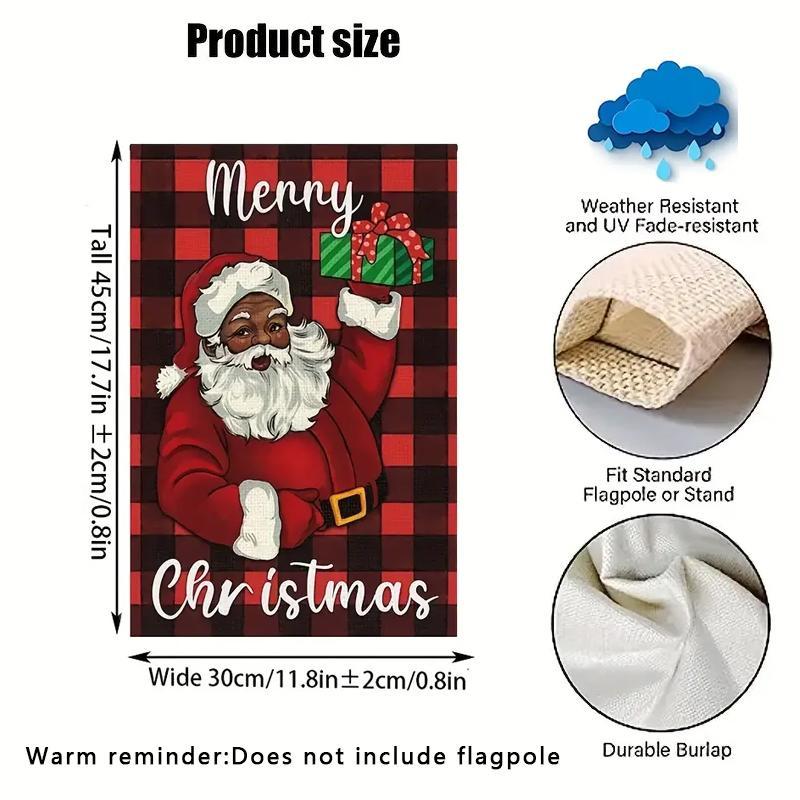 Christmas Clearance, Vibrant Merry Christmas Garden Flag - Santa Claus Pattern, Buffalo Plaid, Vertical, Double Sided, Holiday Winter Decor, Durable Outdoor Flag for House, No Flag Pole Included, Perfect for Winter Wonderland Theme