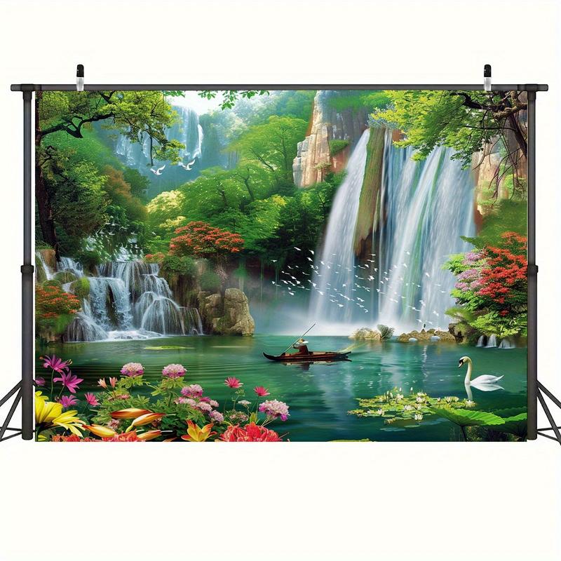 Waterfall Landscape Tapestry - Artistic natural scene background for home and party decorations, universal holiday decorations, rooms, Peach Print Christmas Themed flower room decor flower room decor flower room decor