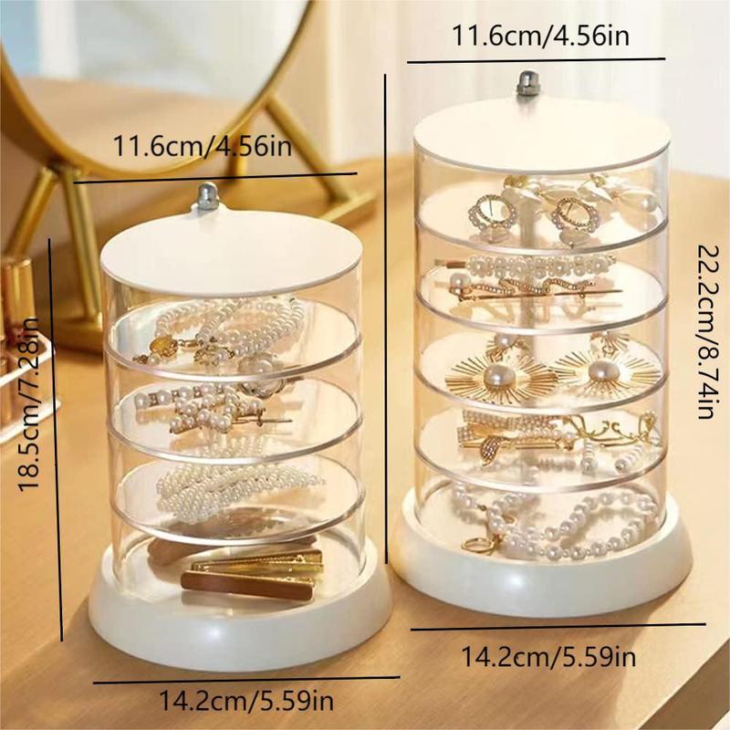 Multi-layer Jewelry Storage Box, 1 Count Clear Rotating Jewelry Organizer, Desktop Container for Earring Necklace Bracelet