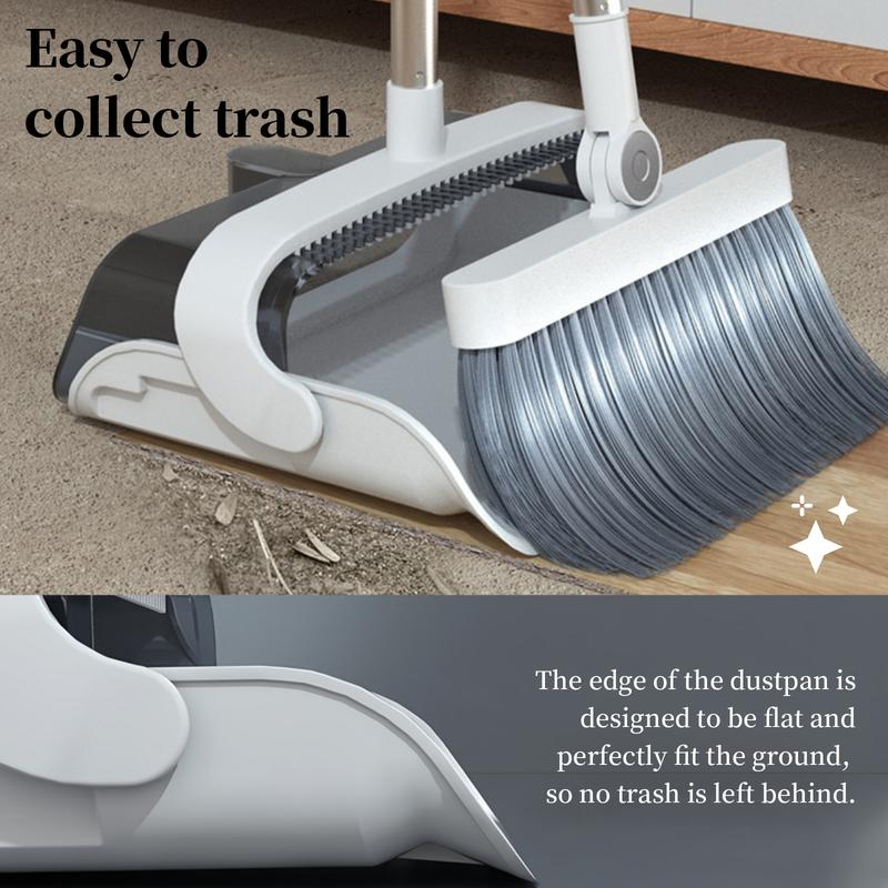 3 in 1 Set Broom + Dustpan + Scrubber. Household Folding Broom Set. Rotatable Broom. Sweeping Without Sticking To Hair Cleaning Tools For Kitchen, Living Room And Bathroom