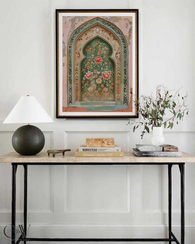 Palestine Floral Arch Art Print, Islamic Wall Art Muslim Architecture Poster Arabic Decor, Eid Ramadan Gift, Large Wall Art 1