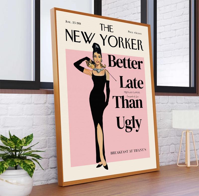 Girly Aesthetic Retro vintage WALL ART digital Magazine cover- Breakfast at Tiffany Dorm room decor Prints preppy New York