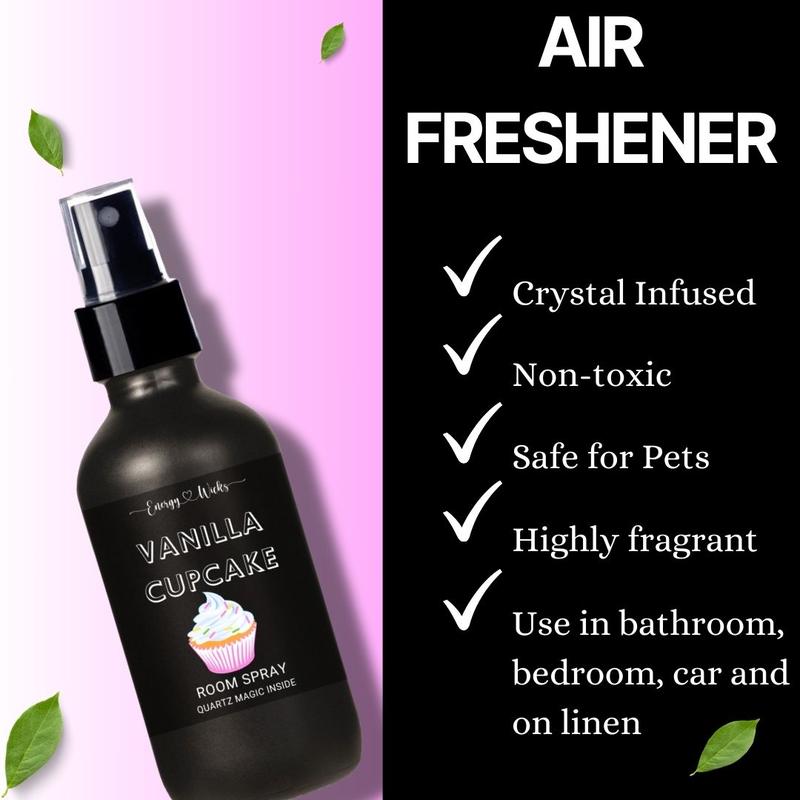 Vanilla Cupcake Room Spray | Quartz Crystals Inside | Air Freshener | Car Air Freshener | Bathroom Spray