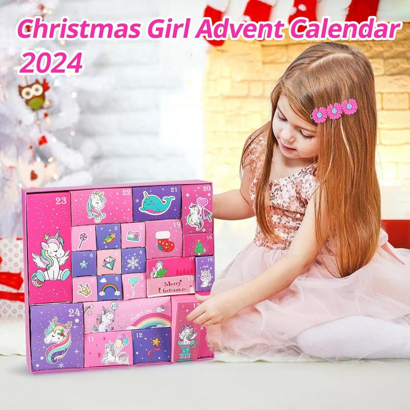 Christmas gift 2024 Unicorn Advent Calendar for Girls - 24 Days Christmas Countdown Kit, Stocking Stuffers & Birthday Gifts for Kids Ages 4-7