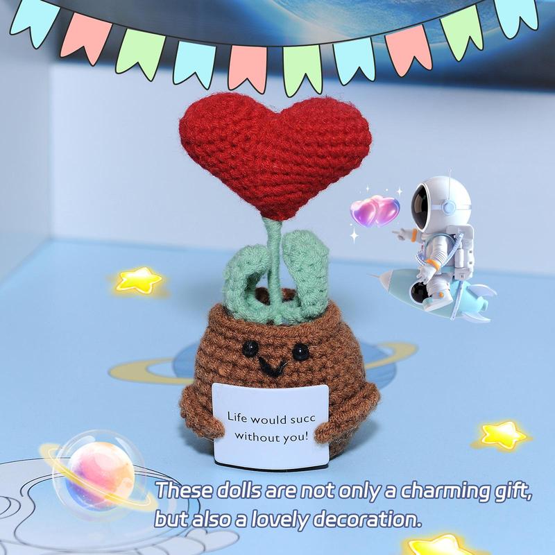 Cute Creative Love Plant Design Crochet Ornament, Home Decor Craft, Desk Decoration for Home Office