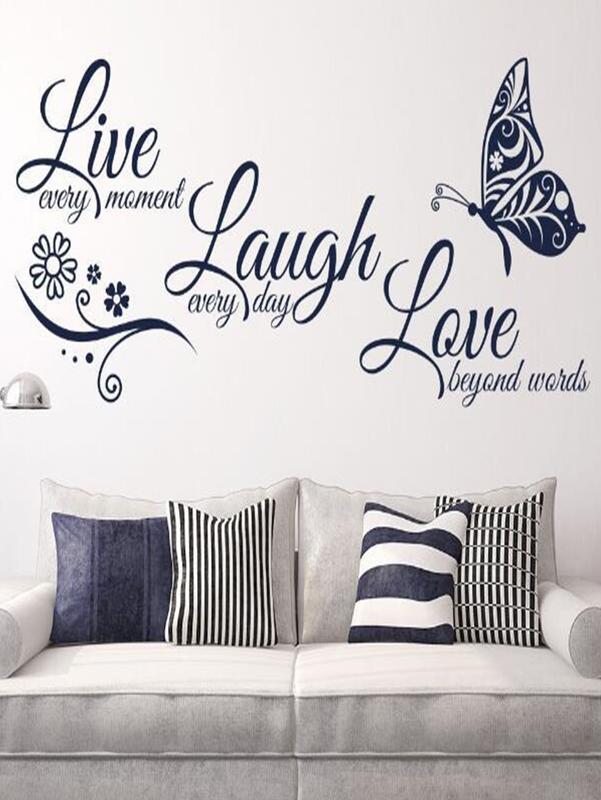 Butterfly Wall Sticker with Inspiring Words for Home Decor - Removable PVC Decals for Bedroom and Living Room - Hanging, Ornaments