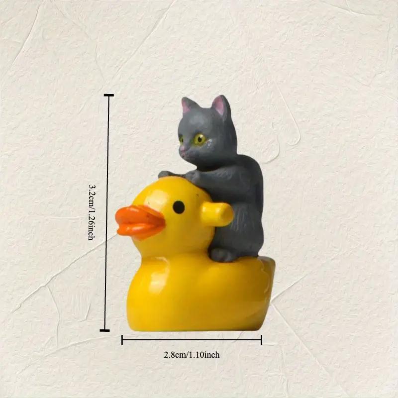 Cute Cat and Duck Design Ornaments, 5 Counts set Miniature Landscape Ornament, Creative Hand-made Decoration Craft for Home Decor