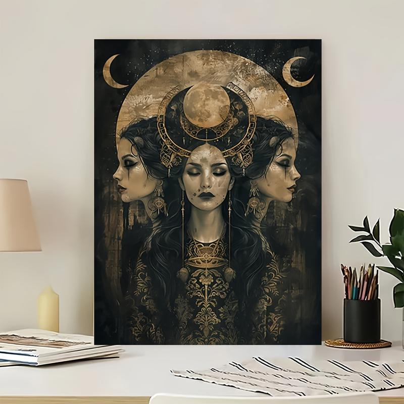 Enchanting Hecate Witchcraft Poster - Vibrant Pagan Moon Goddess Worship Magic Art Print for Witch Home Decor - Creative Fun Living Room Wall Art(Frameless)