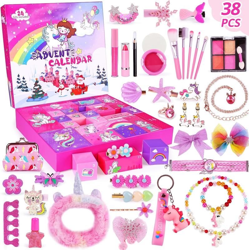 Christmas gift 2024 Unicorn Advent Calendar for Girls - 24 Days Christmas Countdown Kit, Stocking Stuffers & Birthday Gifts for Kids Ages 4-7