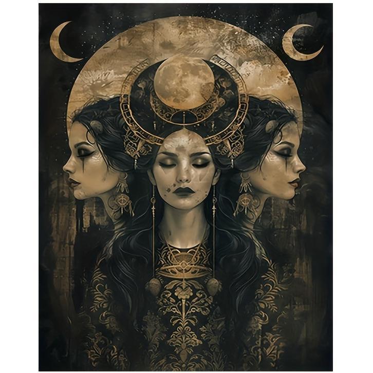 Enchanting Hecate Witchcraft Poster - Vibrant Pagan Moon Goddess Worship Magic Art Print for Witch Home Decor - Creative Fun Living Room Wall Art(Frameless)