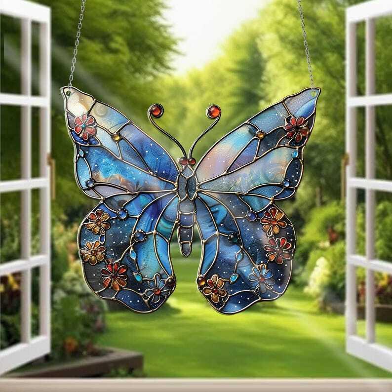 Blue Buckeye Butterfly ACRYLIC Window Hanging, Butterfly Home Decor, Butterfly Lover Decor, Insect Lover, Insect Decor,Yard Decor,Window Art