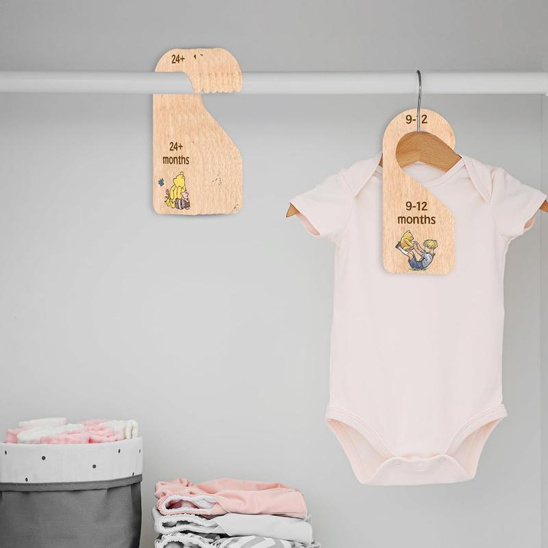 The Pooh Bear Baby Closet Dividers, Baby Clothes Organizer for Baby Nursery Decor Wooden Hanger for Newborn Baby Stuff from 0-24+ Months Smooth Hanging