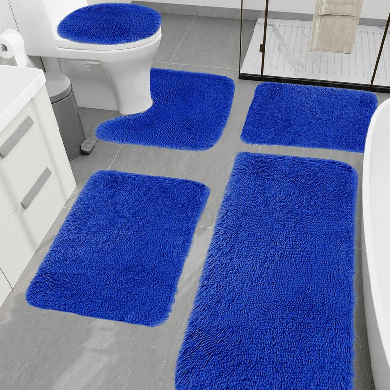 5 PCS Thick Bath Mat Set Toilet Mats Toilet Cover Bathroom Rugs Soft Plush Bathtub Kitchen Bedroom Door Mat Water Absorption Rubber Non Slip Non-slip Water