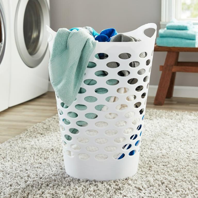 Mainstays Flexible Plastic White Round Laundry Hamper, 26