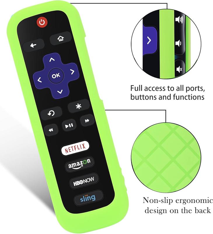 2 Pack Remote Case  Cover for TCL Roku Smart TV Steaming Stick Remote, Silicone Protective Controller Universal Sleeve Skin Glow in The Dark Blue and Green