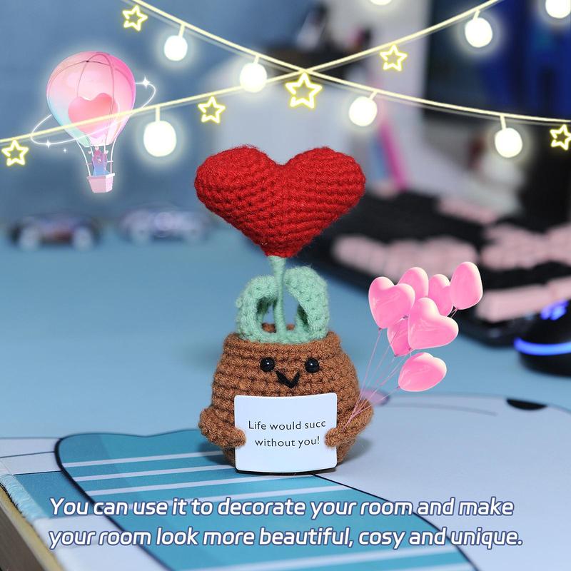 Cute Creative Love Plant Design Crochet Ornament, Home Decor Craft, Desk Decoration for Home Office