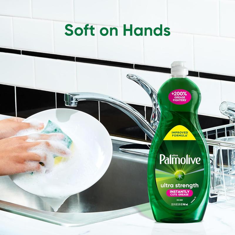 Palmolive Ultra Strength Liquid Dish Soap, Original Green, 32.5 Fluid Ounce - Household Cleaner