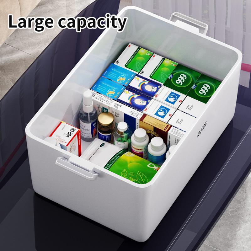 Medicine Storage Box, 1 Count 3 Layers Sundries Organizer with Lid & Handle, Large Capacity Storage Box for Home Dormitory Office Outdoor