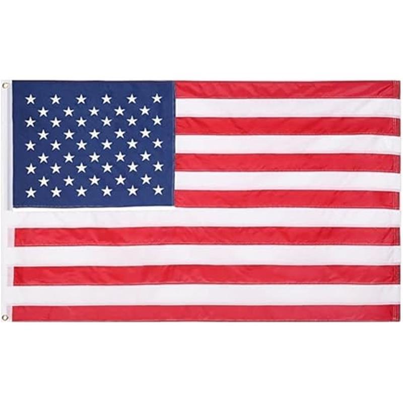 American Flag 3x5 Foot - Fade Resistant US Polyester USA Flags with Brass Grommets 3 X 5 Feet