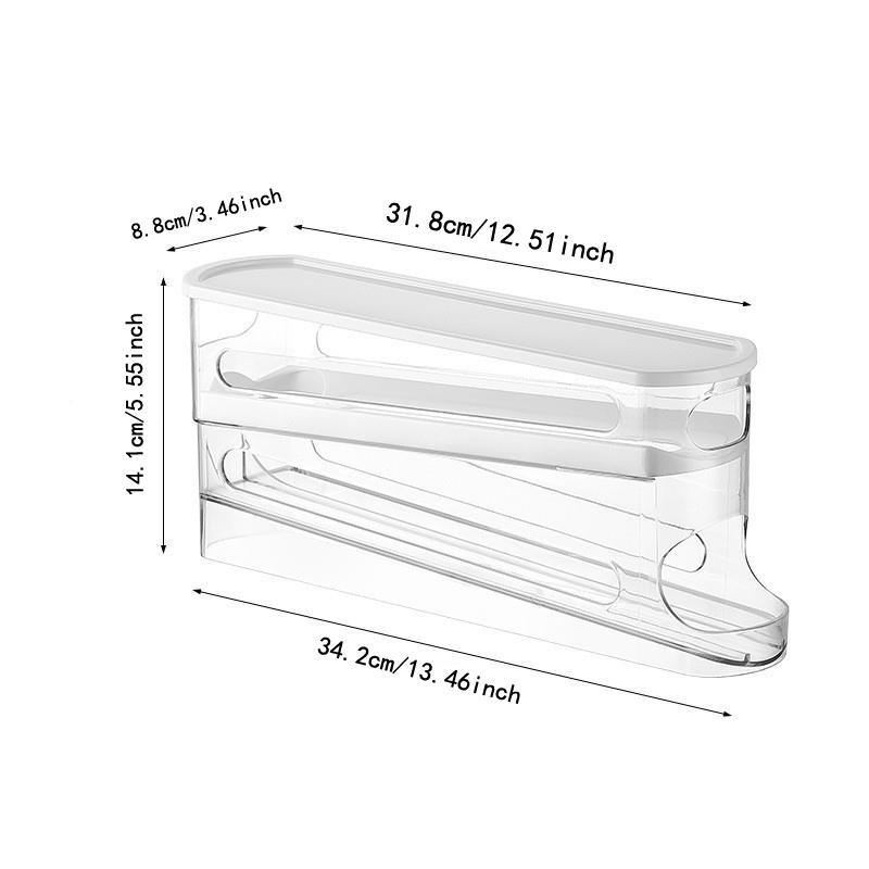 Clear Egg Storage Box, 1 Count Space Saving Rolling Egg Storage Box for Refrigerator Side Door, Durable Plastic Egg Organizer, Kitchen Accessories