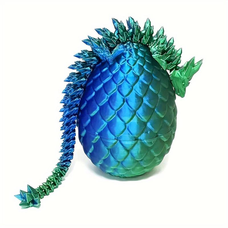 3D Dragon Egg Ornament, 1 Count Creative Laser Engraving Dinosaur with Egg Design Spring Toy, Desktop Decor for Home Office Dormitory Car School