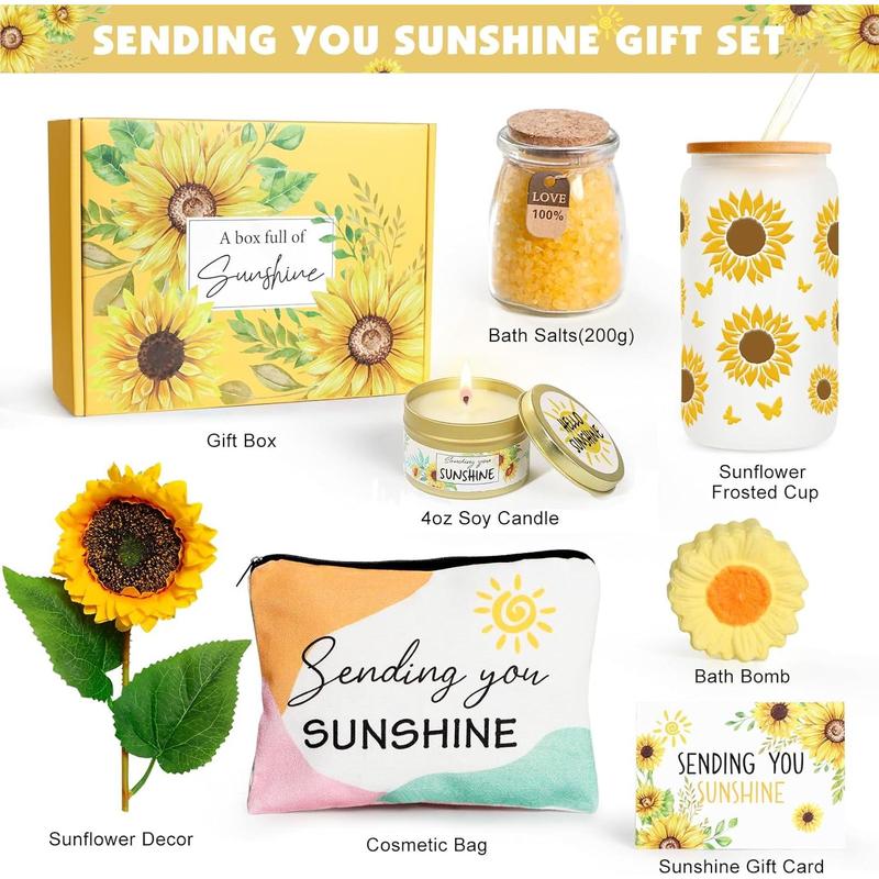 Birthday Gifts for Women, Get Well Soon Gifts Sending Sunshine Sunflower Gift Baskets, Self Care Gifts for Women Her Best Friends Bestie Sister Mom Female, Inspirational Gifts for Women Mother Day