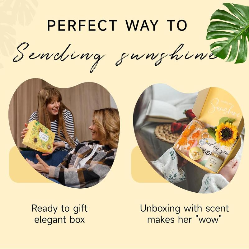 Birthday Gifts for Women, Get Well Soon Gifts Sending Sunshine Sunflower Gift Baskets, Self Care Gifts for Women Her Best Friends Bestie Sister Mom Female, Inspirational Gifts for Women Mother Day