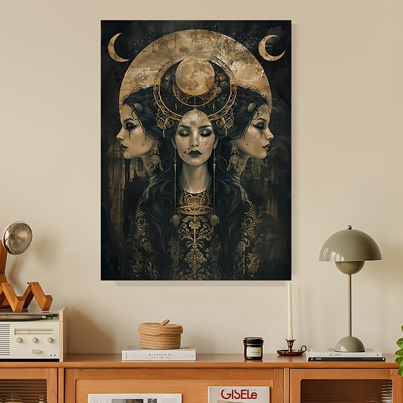 Enchanting Hecate Witchcraft Poster - Vibrant Pagan Moon Goddess Worship Magic Art Print for Witch Home Decor - Creative Fun Living Room Wall Art(Frameless)