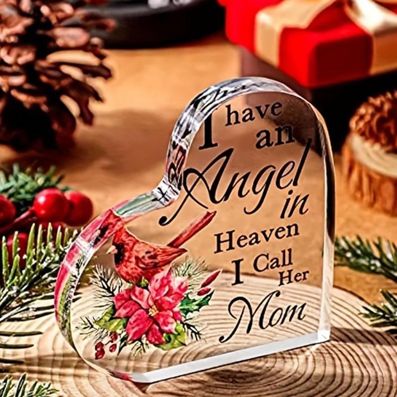 Creative Unique Memorial Ornaments Gift, Heart Shaped Letter & Bird Pattern Acrylic Sympathy Gift, Remembrance Ornament for Personalized Gifts