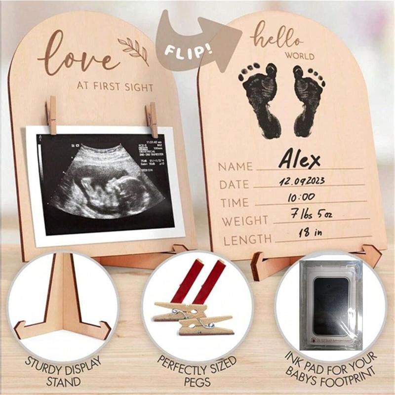 Wooden Ultrasound Photo Frame, 1 Set Baby Photo Frame, Pregnancy Announcement Photo Frame, Keepsake for Baby Birth, Home Decor