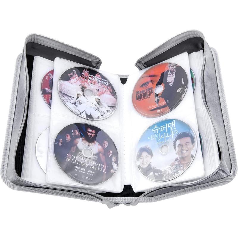 CD DVD Case Holder, 128 Capacity CD VCD Media Wallet, Storage, Holder, Booklet, Organizer (Black)