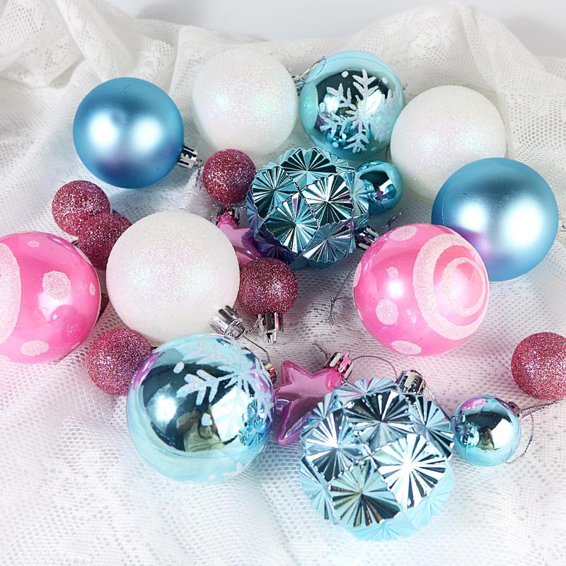 Christmas Ball Ornament, 1 Box Mixed Color Ball Shaped Ornament, Festive & Party Supplies for Christmas Tree, Home Decor