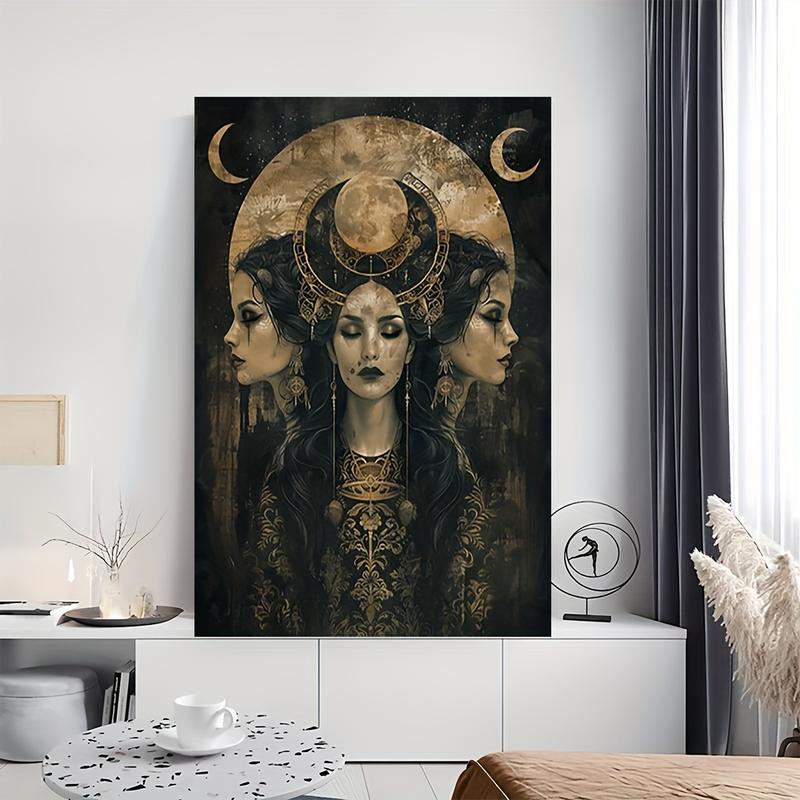 Enchanting Hecate Witchcraft Poster - Vibrant Pagan Moon Goddess Worship Magic Art Print for Witch Home Decor - Creative Fun Living Room Wall Art(Frameless)