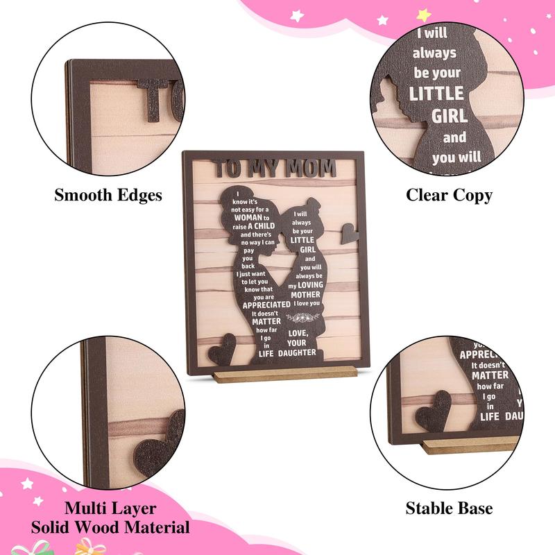 Gifts for Mom from Daughter - Best Mom Ever. Christmas, Birthday, Mother's Day. Best Presents, Wooden Silhouette Sign Plaque