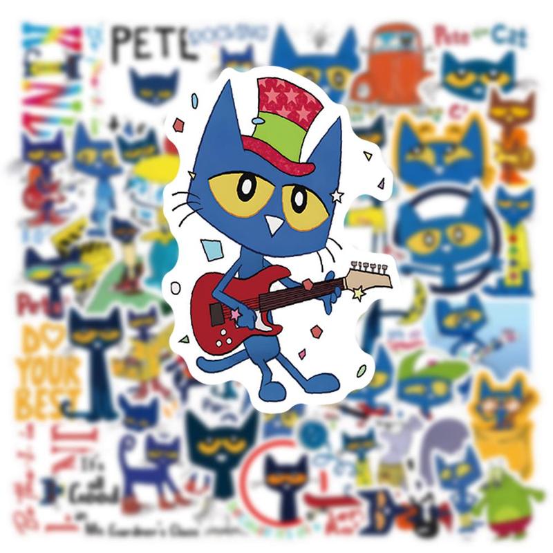 Cartoon Cat Pattern Sticker, 50pcs set Cute Cartoon Cat Graffiti Sticker, Waterproof Self Adhesive Decor Paper for Gift Greeting Card Water Bottle Laptop Phone, Christmas Gift