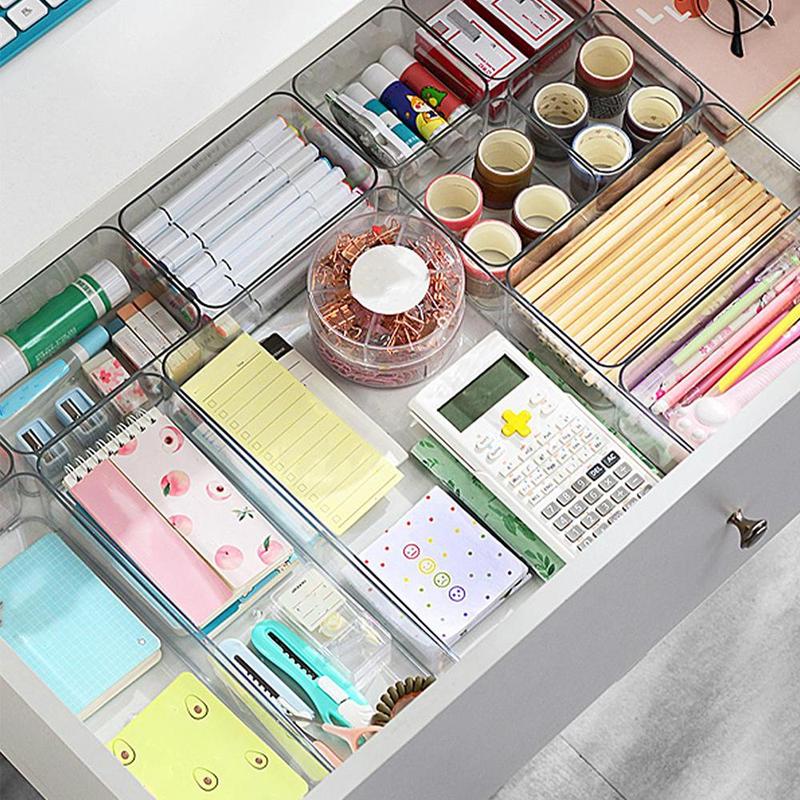 Clear Stationery Storage Box, 5 Counts set Girly Bedroom Accessories Drawer Storage Organizer, Desk Accessories Makeup Organizer, Mini Tool Box, Summer Gifts, Christmas Gift