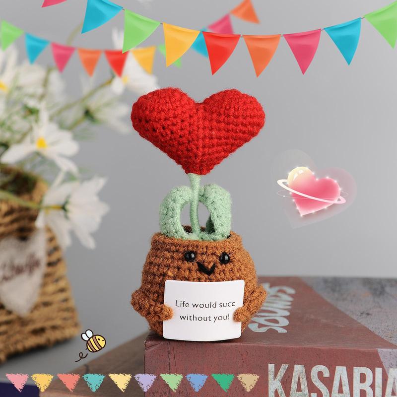 Cute Creative Love Plant Design Crochet Ornament, Home Decor Craft, Desk Decoration for Home Office