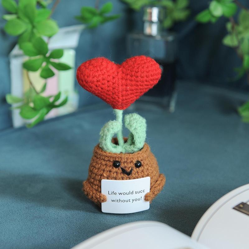 Cute Creative Love Plant Design Crochet Ornament, Home Decor Craft, Desk Decoration for Home Office