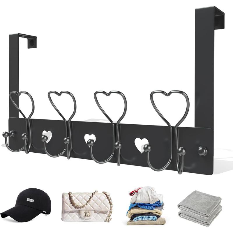 Over The Door Hooks Hanger, Hat Rack Door Towel Hooks for Hanging, Heavy Duty Over Door Hanger for Caps Clothes Bags Bathroom Coat Rack