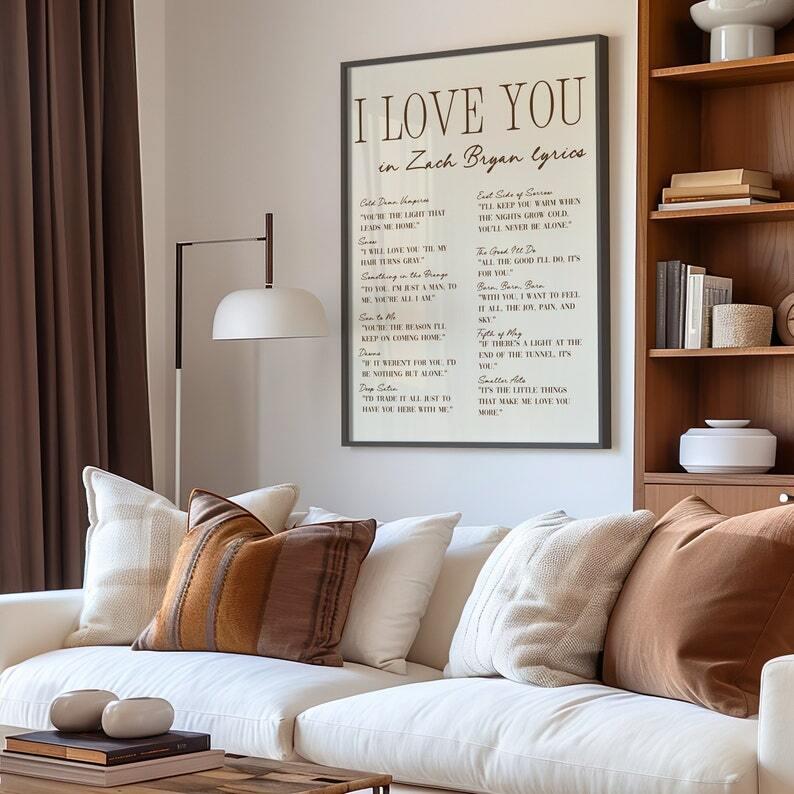 I Love You Lyrics Poster Wall Art Decor Bryan Music Print UNFRAMED